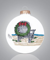 Beach Chair with Christmas Wreath