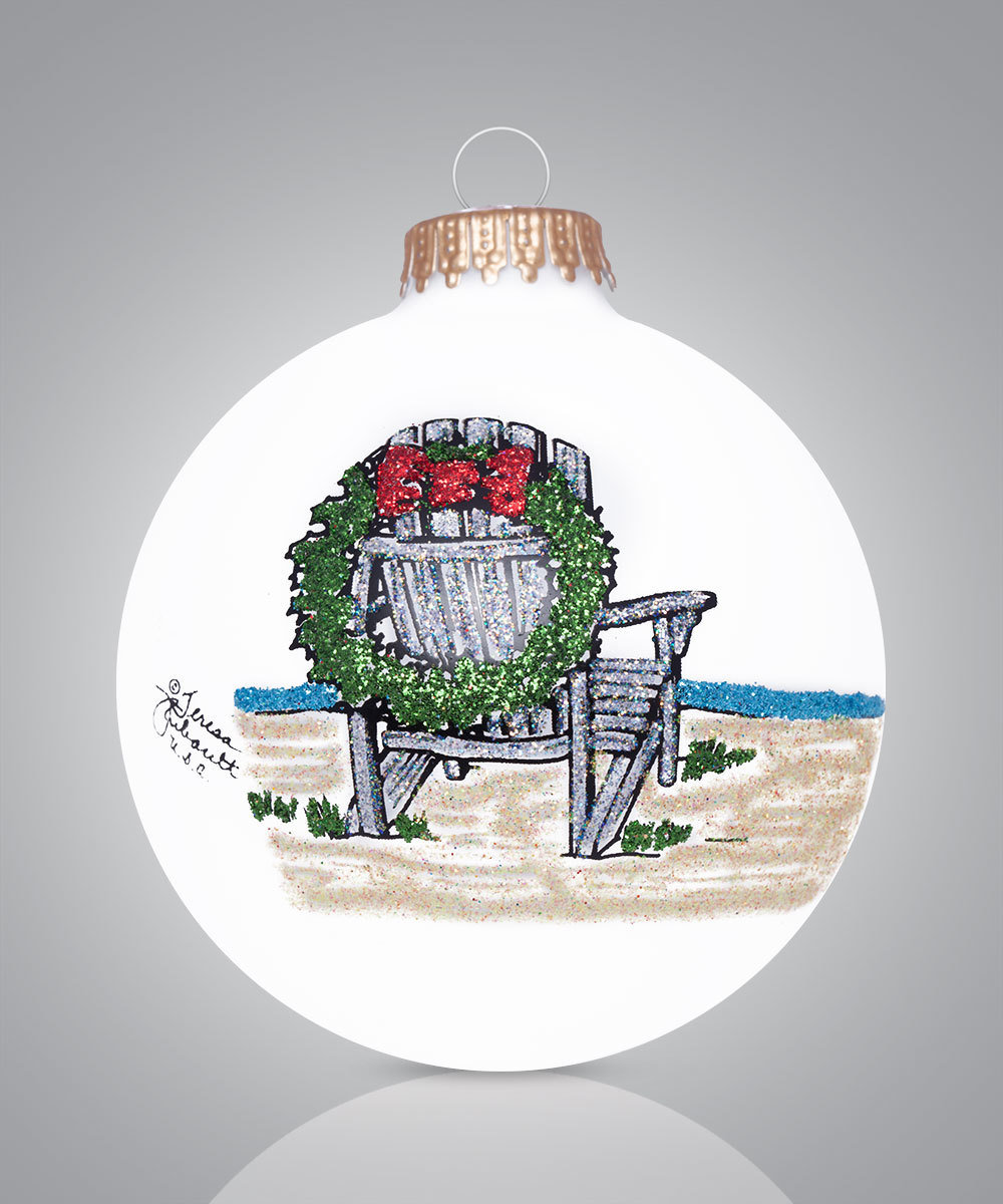 Beach Chair with Christmas Wreath